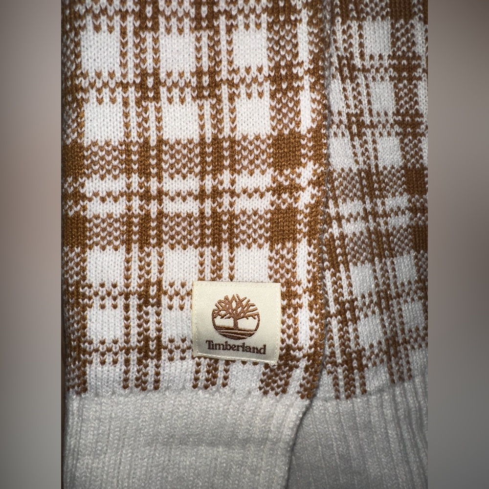 Timberland Tan and Cream Checkered Scarf - Picture 4 of 5
